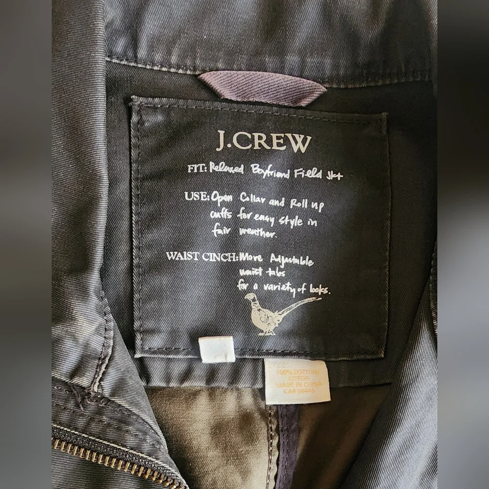 J. Crew Jacket Women's GreenDark Moss Downtown Field ZipSnaps Wax Shell Sz SMALL - Picture 6 of 10